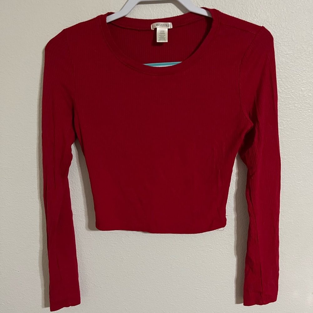 Bozzolo Red Ribbed Crop Top